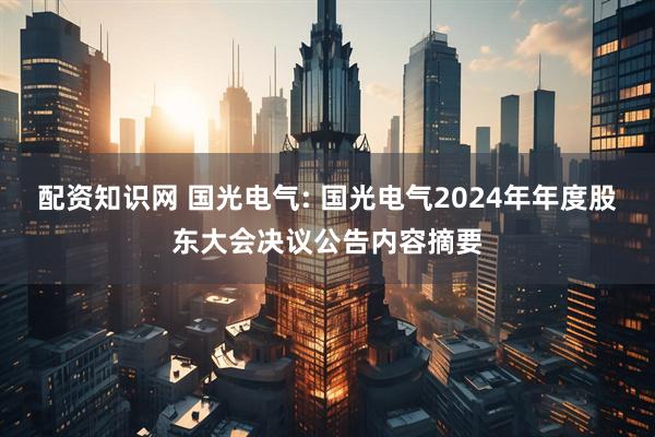 配资知识网 国光电气: 国光电气2024年年度股东大会决议公告内容摘要